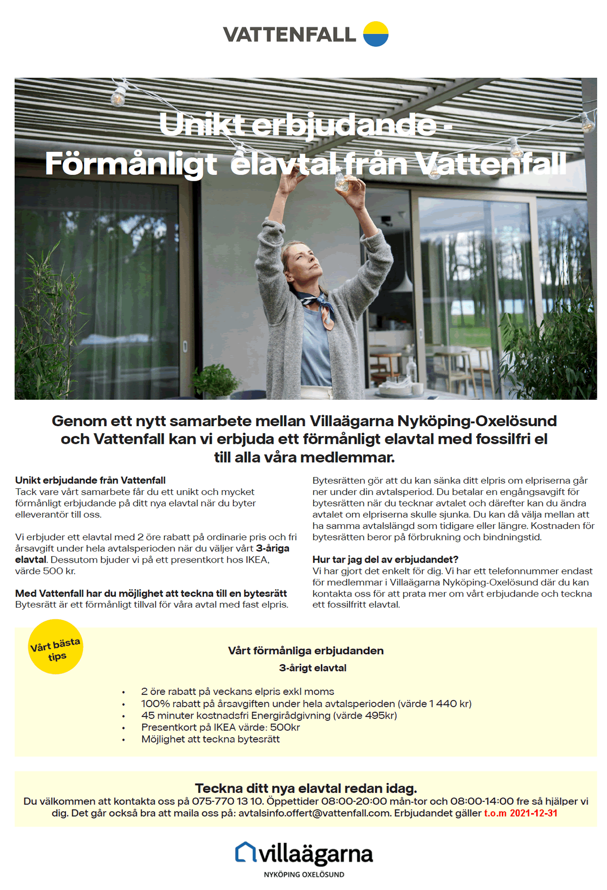 Villaägarna Nyköping Oxelösund Vattenfall Elerbjudande 1200p 20211119