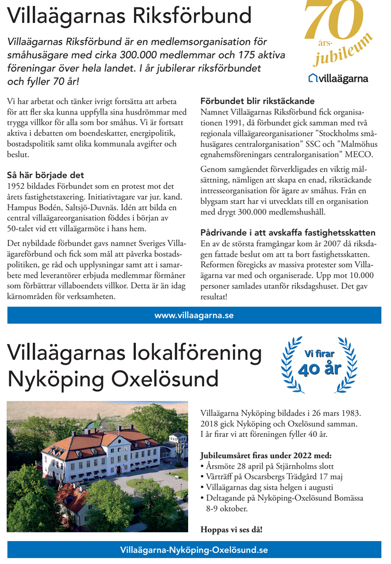 Villaägarna Nyköping Oxelösund Årsmöte 800p 2022